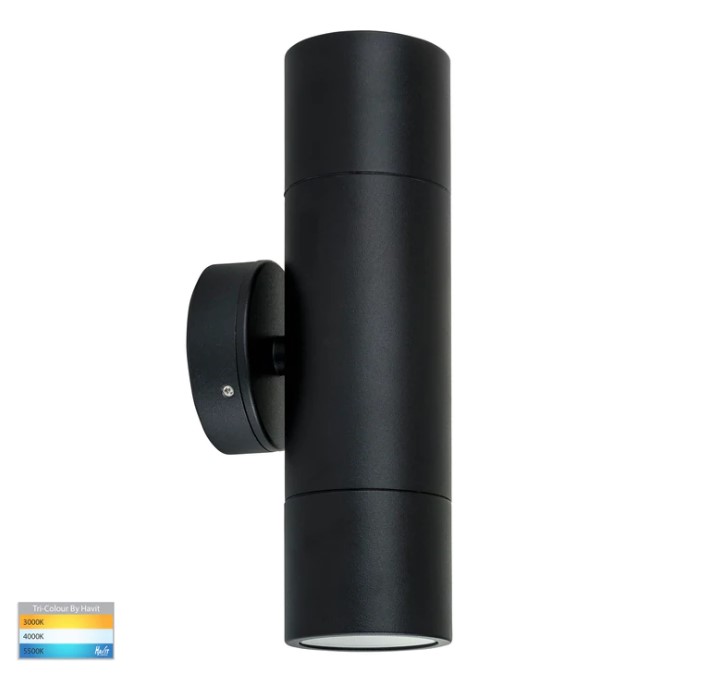 HV1025T-HV1027T - Tivah Black TRI Colour Up & Down Wall Pillar Lights